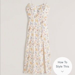 Abercrombie & Fitch Faux Silk High-Slit Midaxi Dress